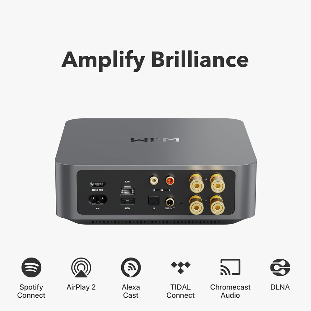 WiiM Amp Multiroom Stereo Streaming Amplifier with AirPlay 2, Chromecast, HDMI & Voice Control - Space Grey