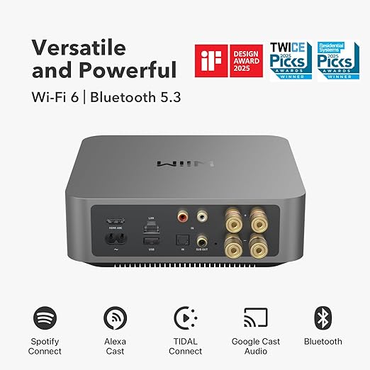 WiiM Amp Multiroom Stereo Streaming Amplifier with AirPlay 2, Chromecast, HDMI & Voice Control - Space Grey